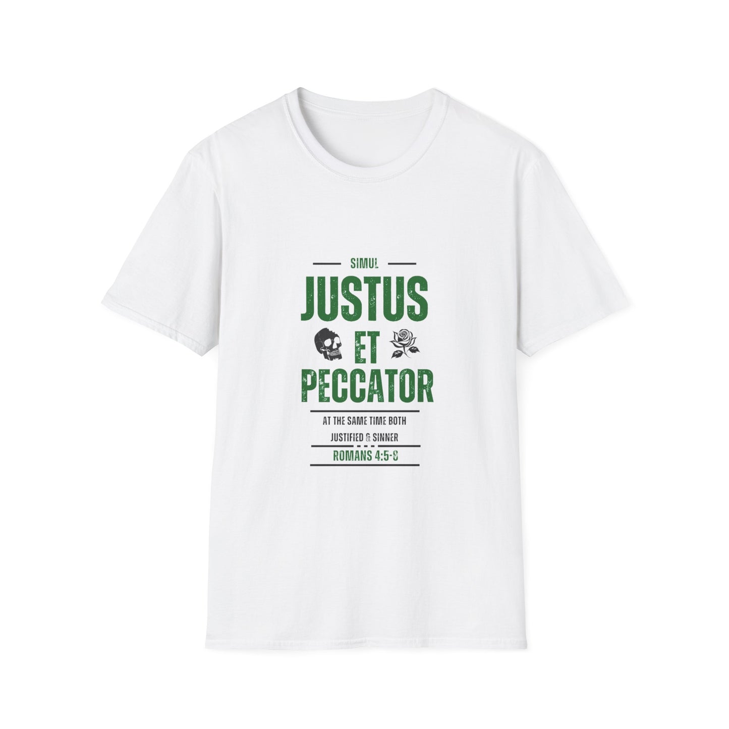 ‘At the Same Time Both Justified and Sinner’ Unisex Softstyle T-Shirt