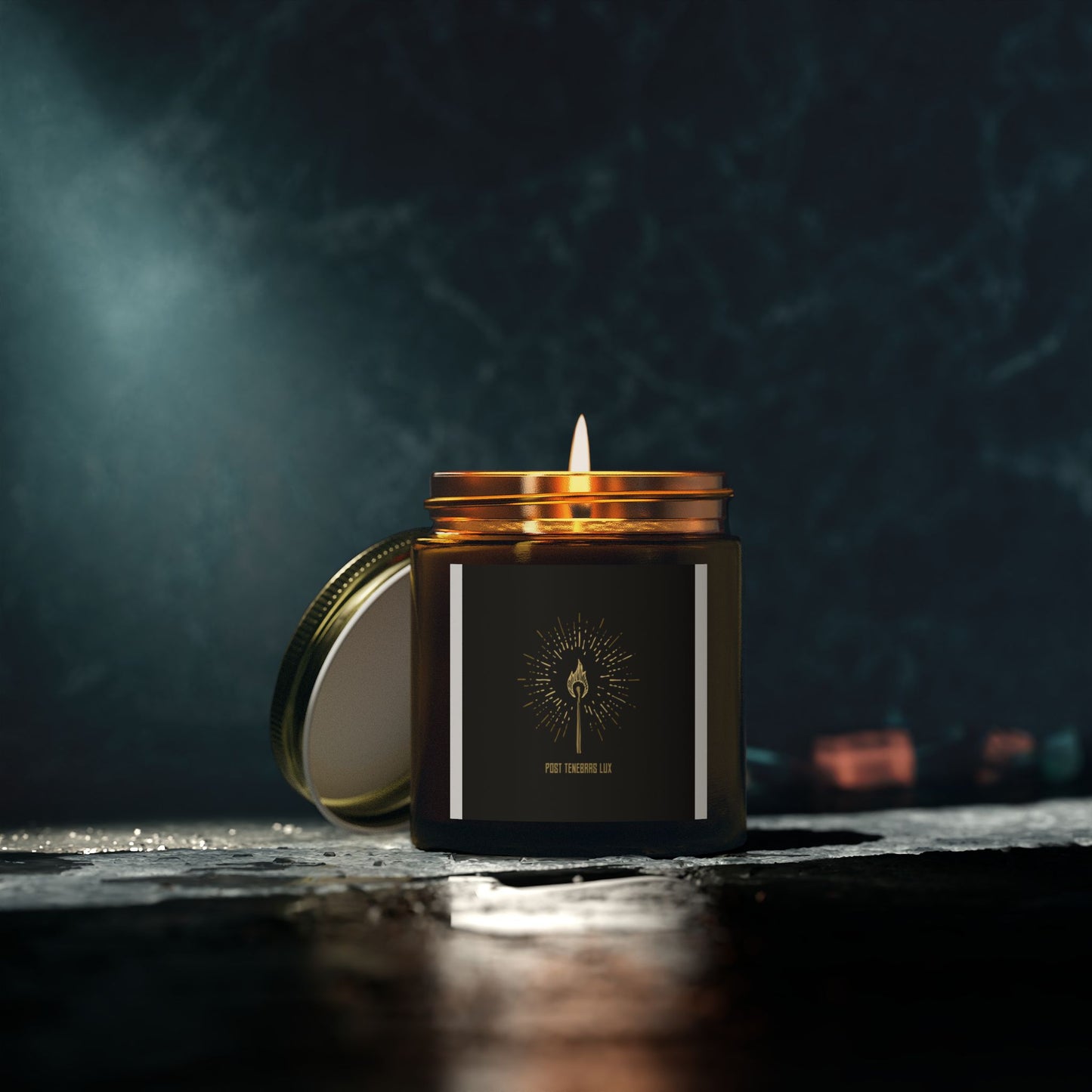 ‘Post Tenebras Lux’ Scented Coconut Apricot Candles (4oz, 9oz)