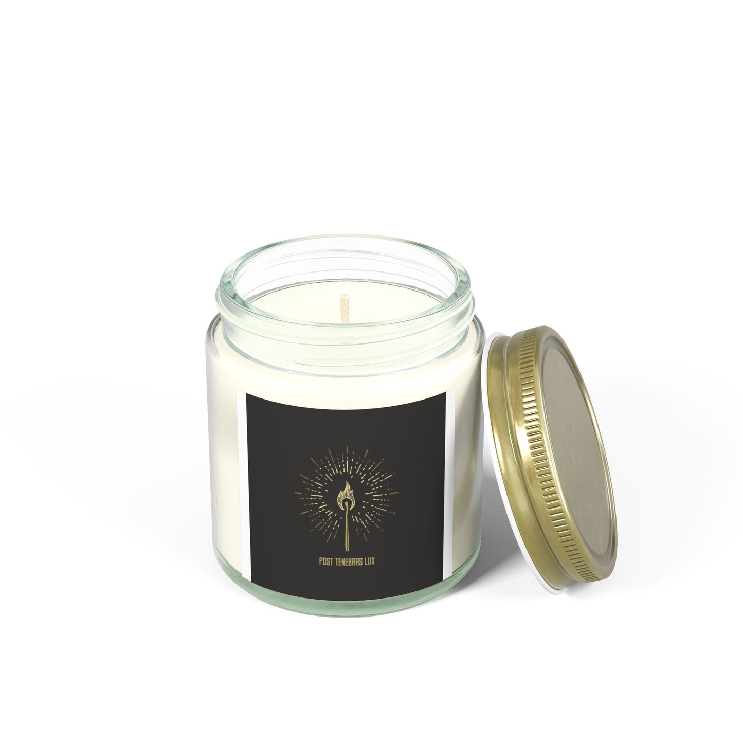 ‘Post Tenebras Lux’ Scented Coconut Apricot Candles (4oz, 9oz)